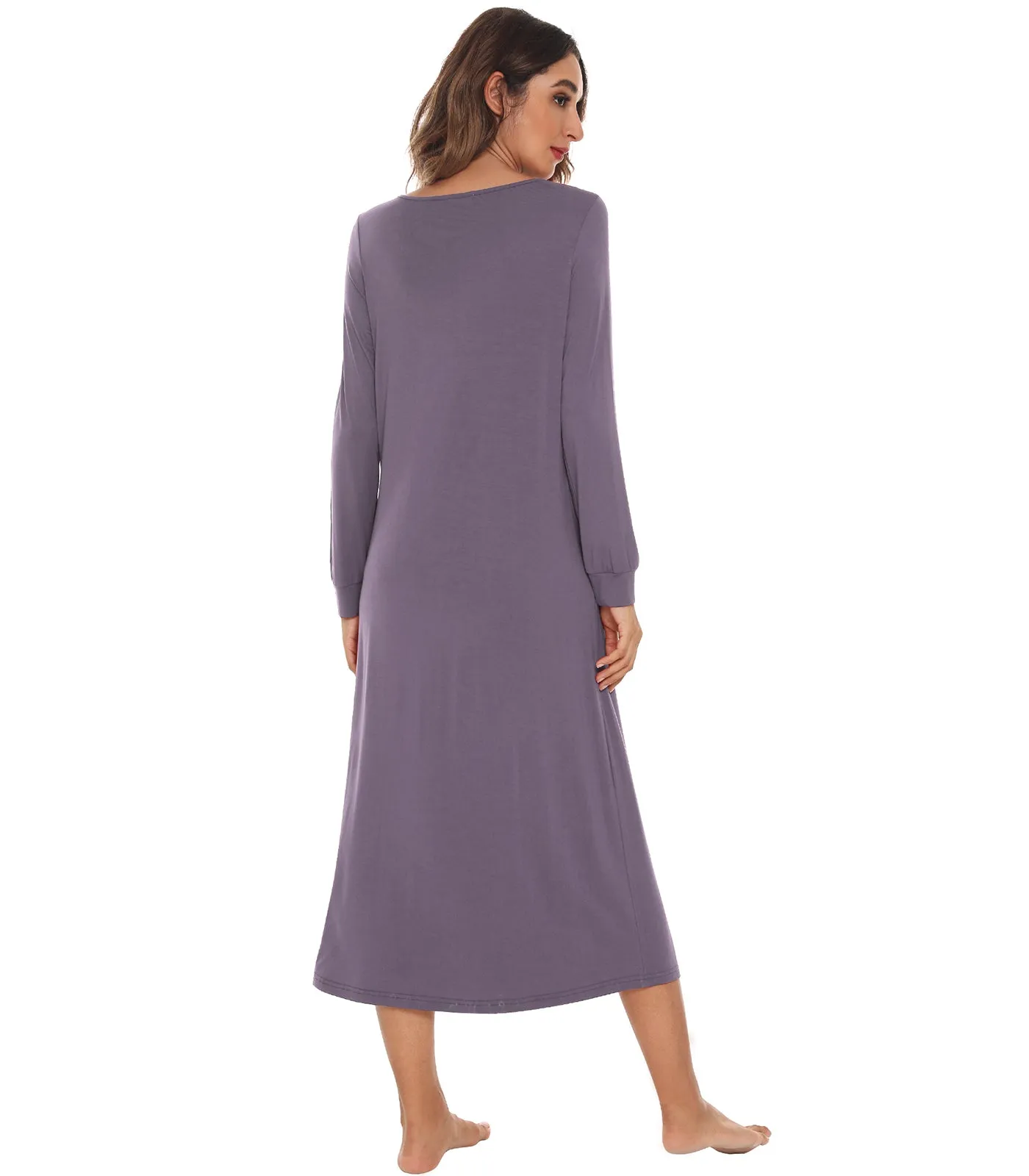 WiWi Nightgowns for Women Soft Long Sleeve Nightshirts