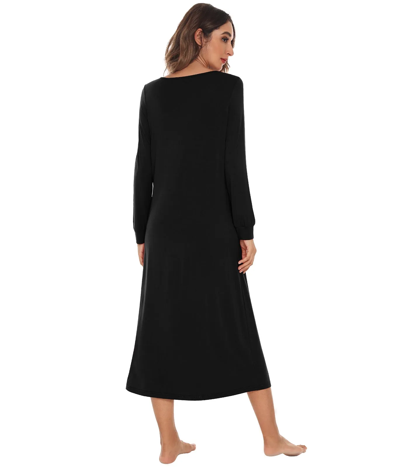 WiWi Nightgowns for Women Soft Long Sleeve Nightshirts