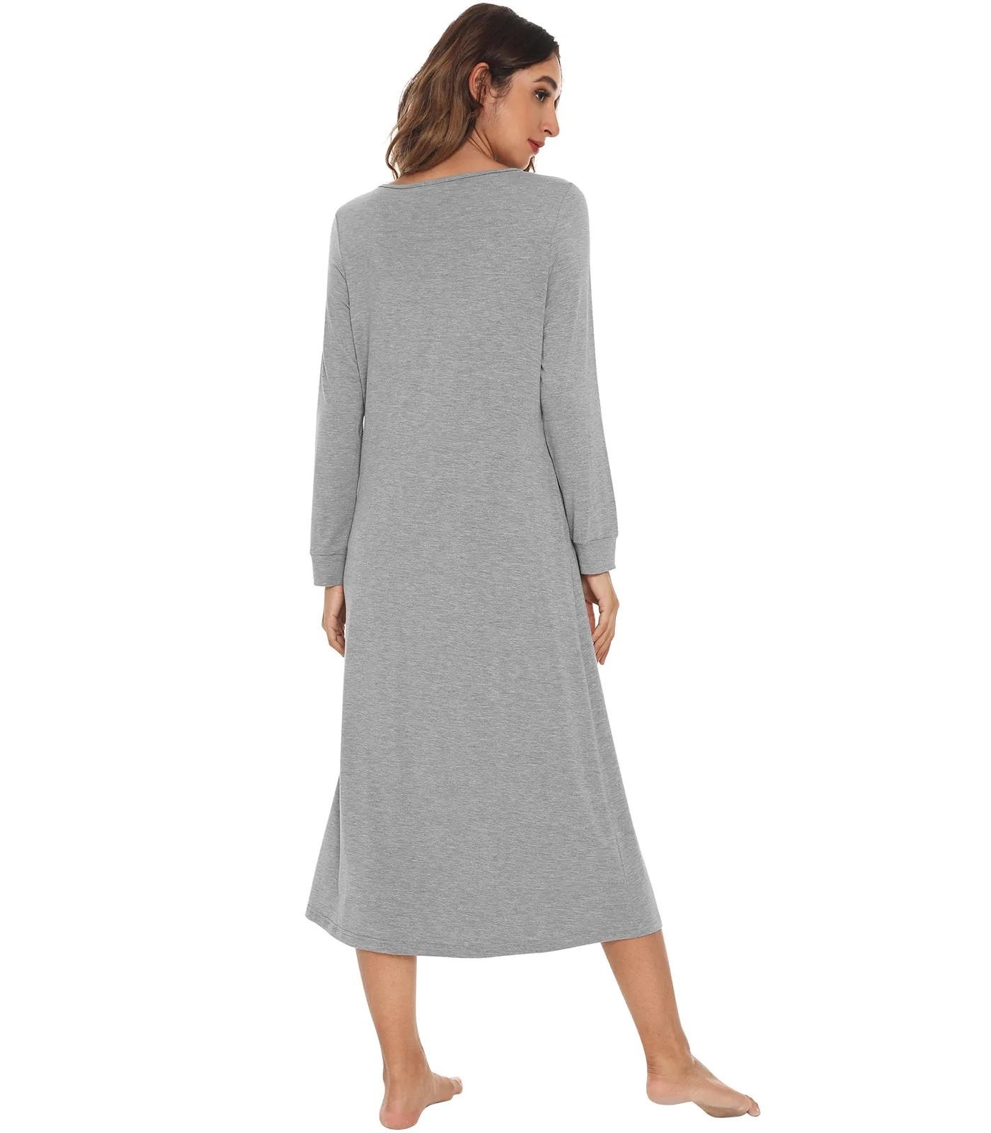 WiWi Nightgowns for Women Soft Long Sleeve Nightshirts