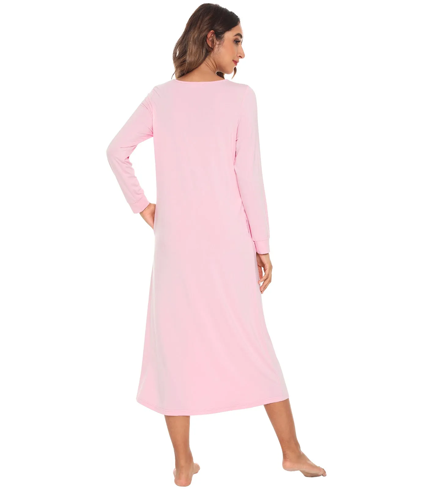 WiWi Nightgowns for Women Soft Long Sleeve Nightshirts