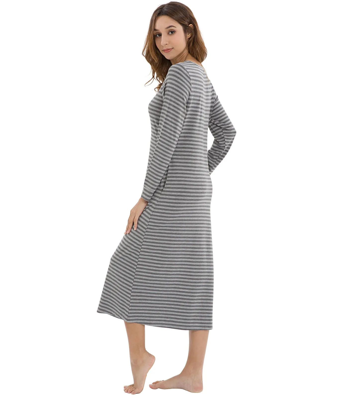 WiWi Nightgowns for Women Soft Long Sleeve Nightshirts