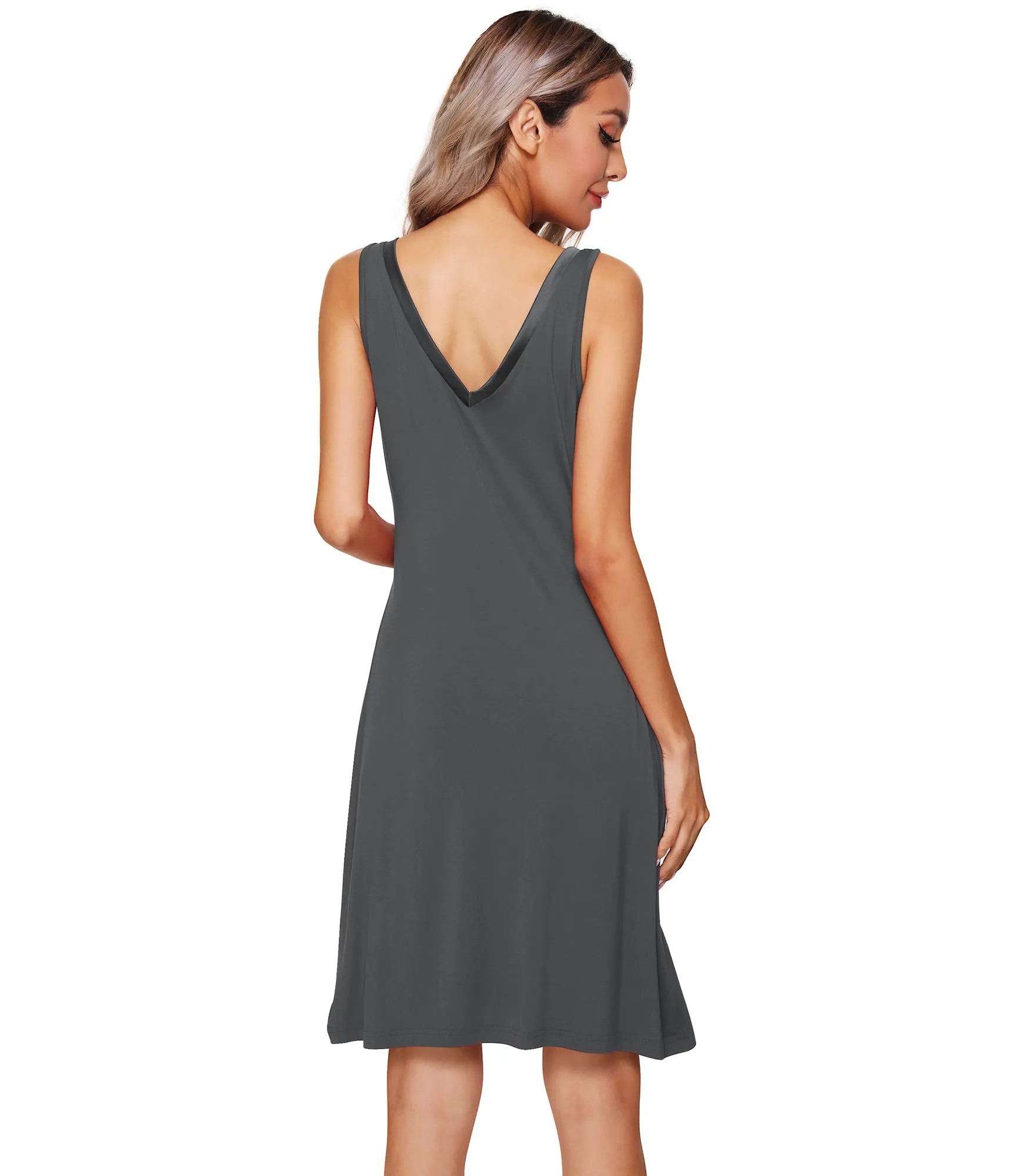 WiWi Womens Bamboo Sleeveless Chemise Nightgowns