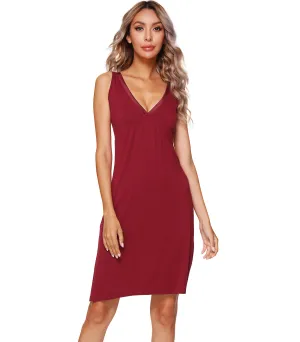 WiWi Womens Bamboo Sleeveless Chemise Nightgowns