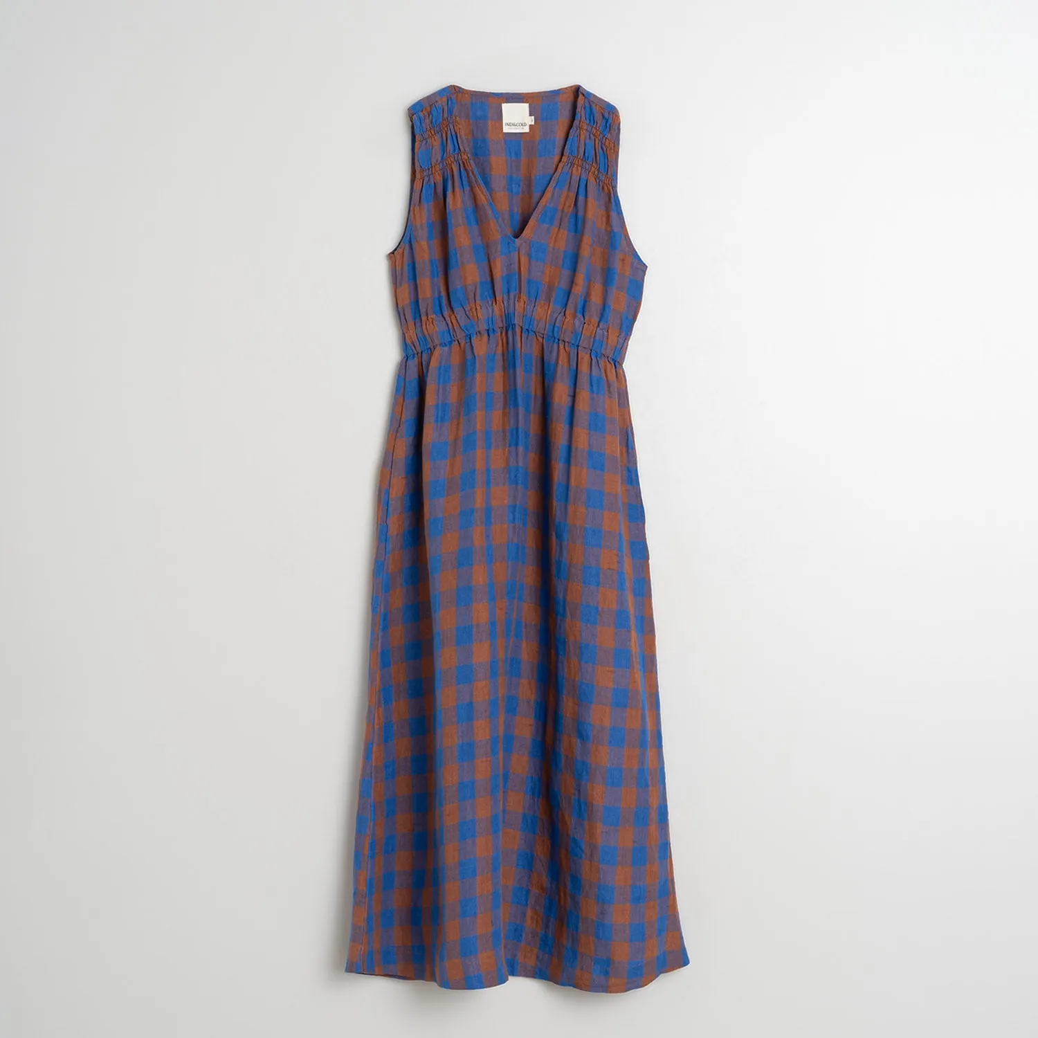 Women's Linen/Cotton Dress - Azul Klein Check