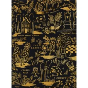 Wonderland - Magic Forest - Charcoal Canvas Metallic -- Cotton   Steel Fabrics