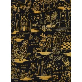 Wonderland - Magic Forest - Charcoal Canvas Metallic -- Cotton   Steel Fabrics