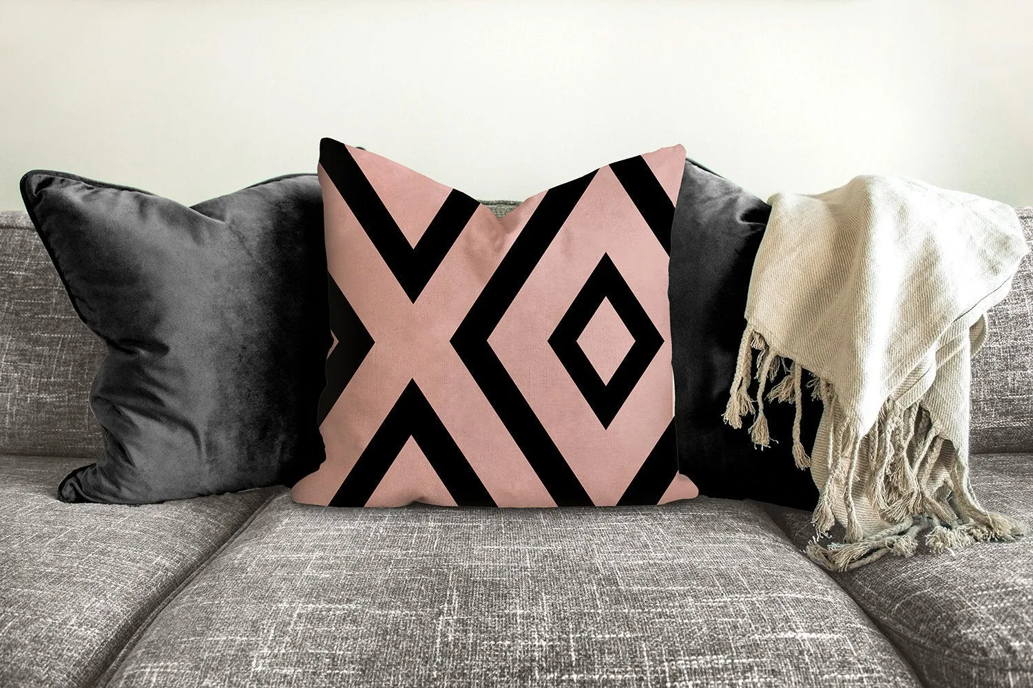 XO Geometric throw pillow, linear black pattern, modern pillow, Interior decor, home decor, pillow cover and insert, accent pillow, insert