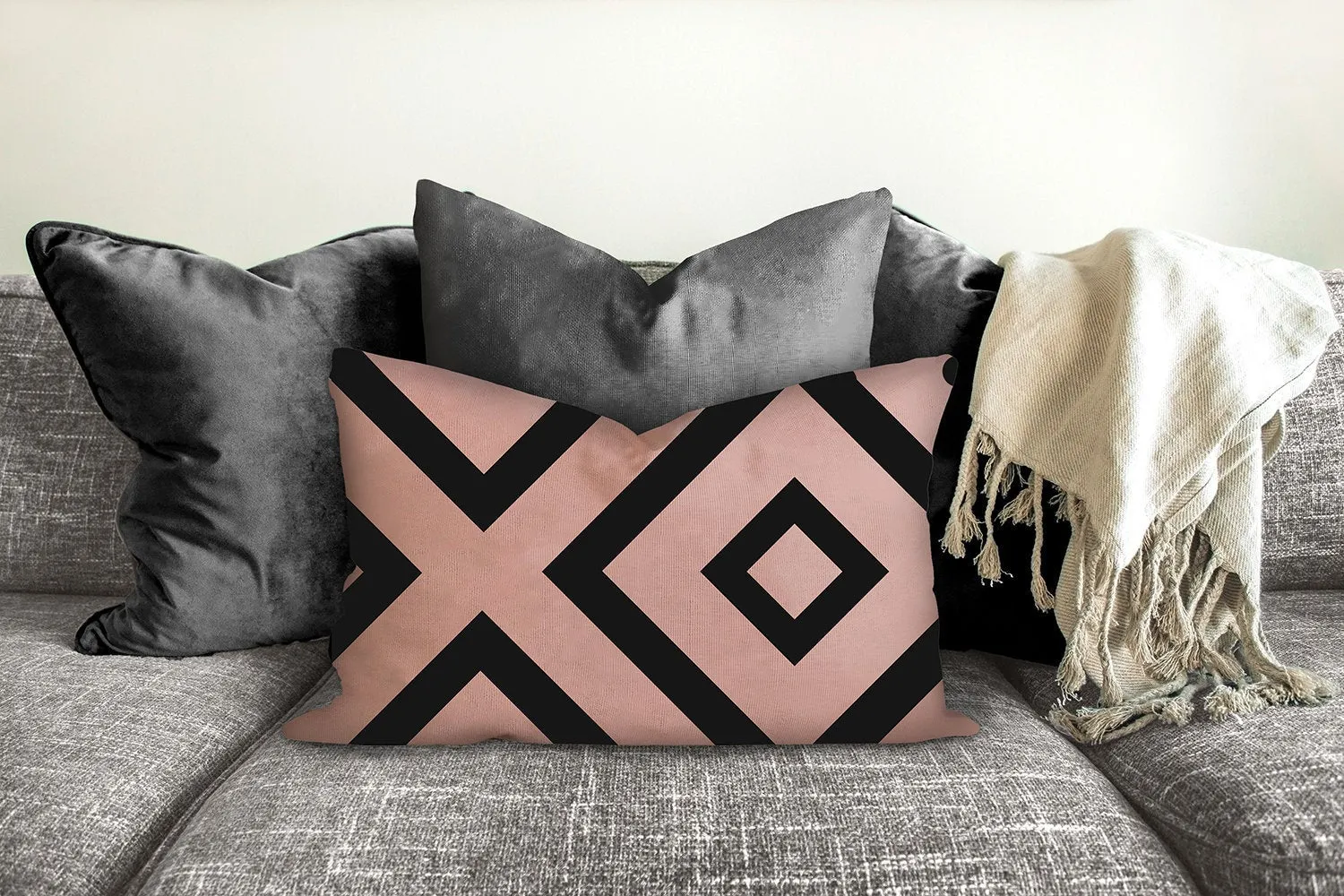 XO Geometric throw pillow, linear black pattern, modern pillow, Interior decor, home decor, pillow cover and insert, accent pillow, insert