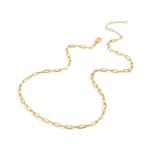 Yellow Gold Plated Stainless Steel Fine Paperclip Choker Necklace