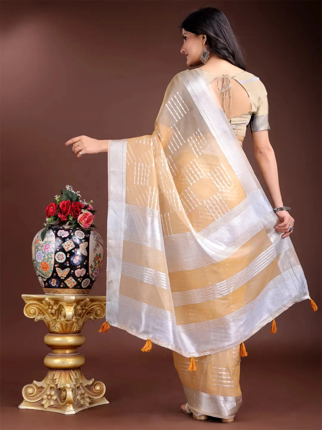 Yellow Organza Saree
