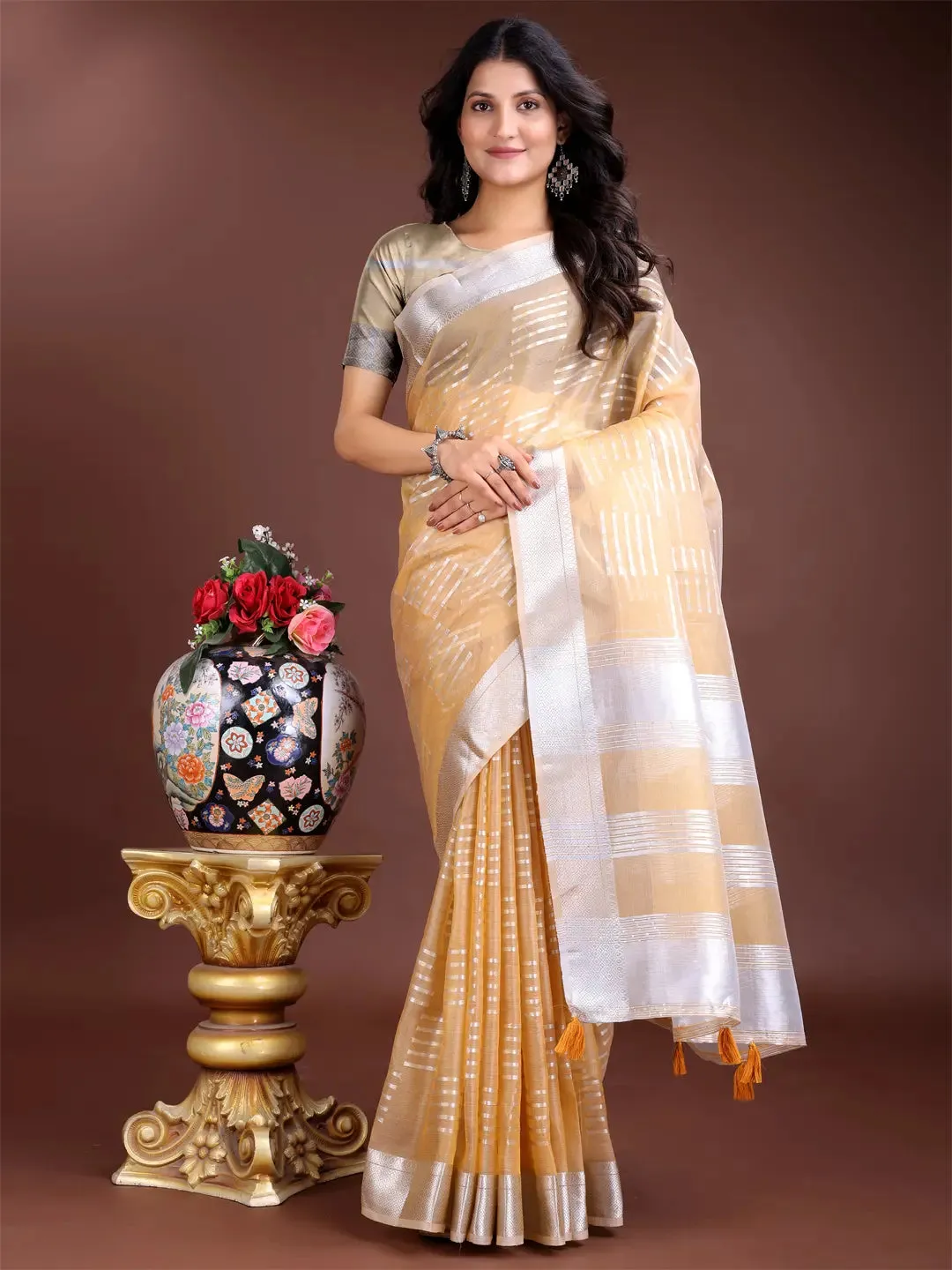 Yellow Organza Saree