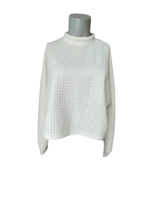 Zaful White Quilted Cropped Pullover