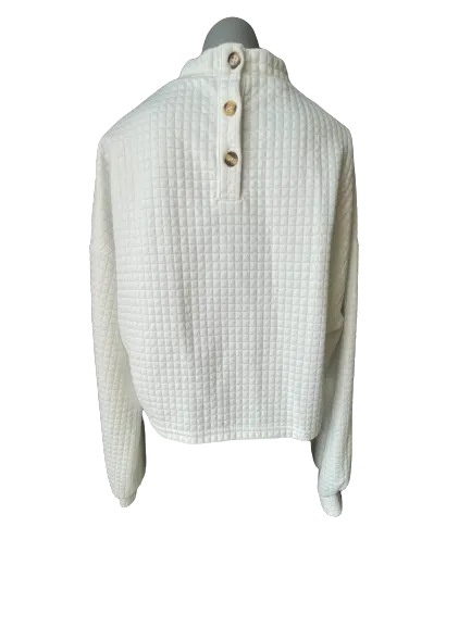 Zaful White Quilted Cropped Pullover
