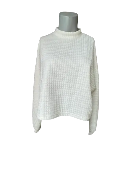 Zaful White Quilted Cropped Pullover